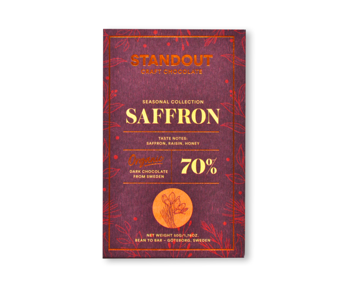 Standout Chocolate 70% hořká čokoláda SAFFRON se šafránem BIO 50 g