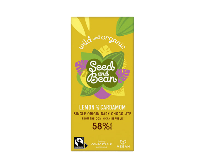Seed and Bean 58% hořká čokoláda citrón a kardamom BIO 75 g