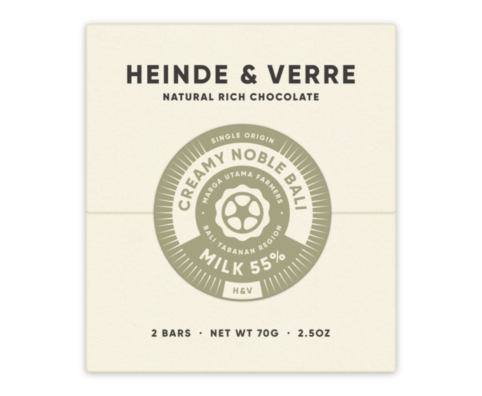 Heinde & Verre 55% mléčná čokoláda Creamy Noble Bali Milk 70 g