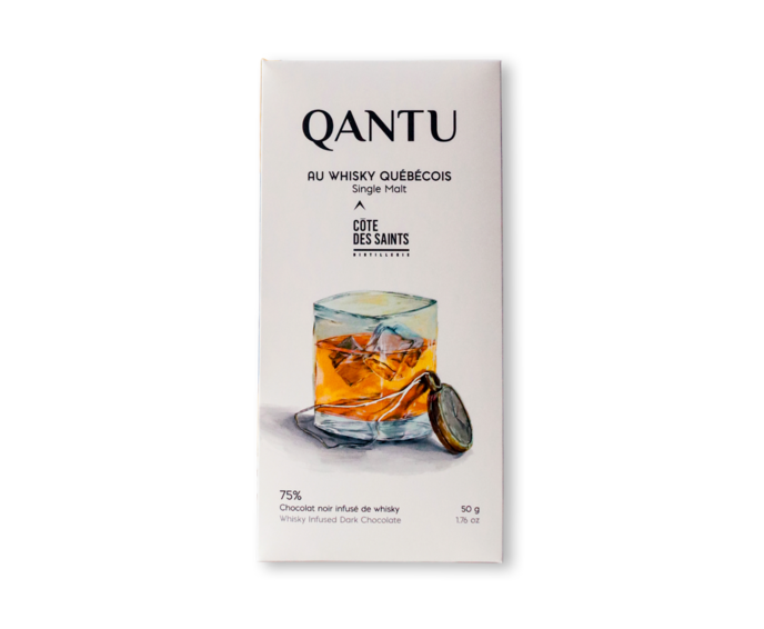 QANTU 70% hořká čokoláda AU WHISKY QUÉBÉCOIS SINGLE MALT 50 g