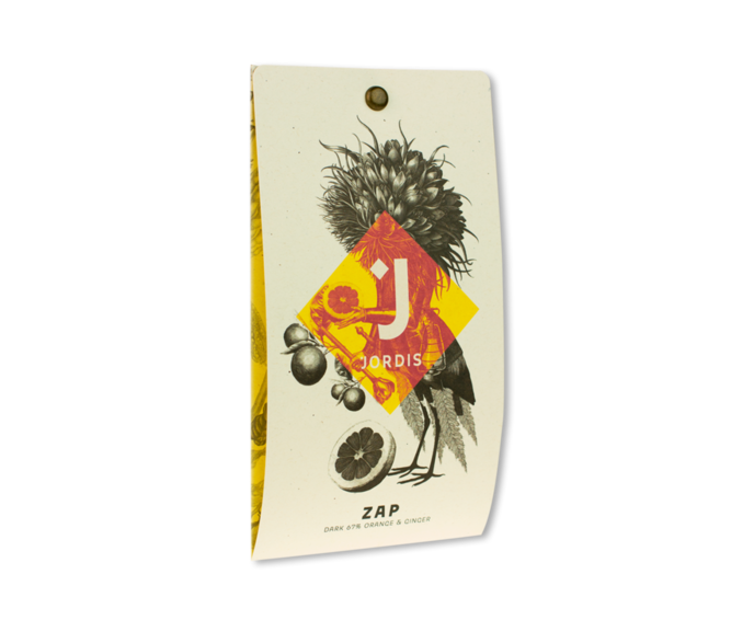 Jordi's 67% hořká čokoláda ZAP s kandovaným zázvorem a pomerančem 50g