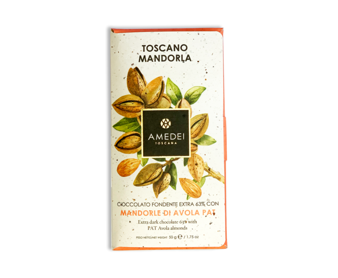 Amedei Toscano Mandorla 63% hořká čokoláda s mandlemi 50 g