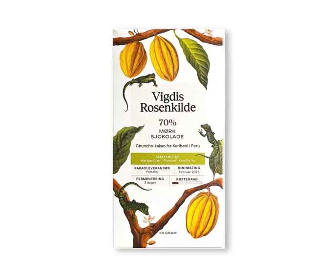 Vigdis Rosenkilde 70% hořká čokoláda PERU CHUNCHO KORIBENI 60 g