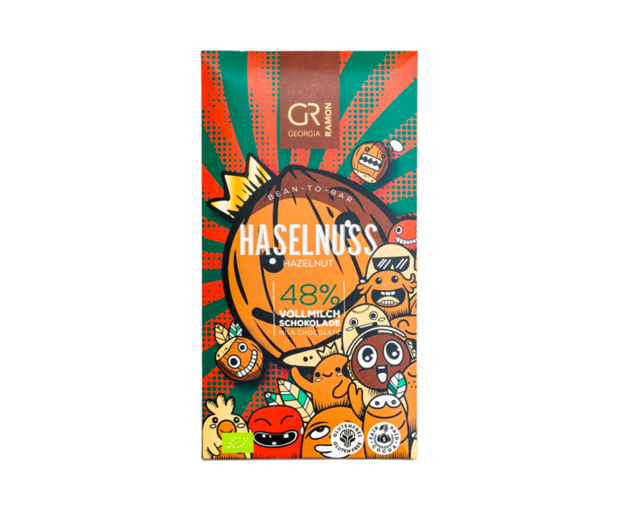GR 48% mléčná čokoláda s lískovými ořechy - Hazelnut BIO 50 g