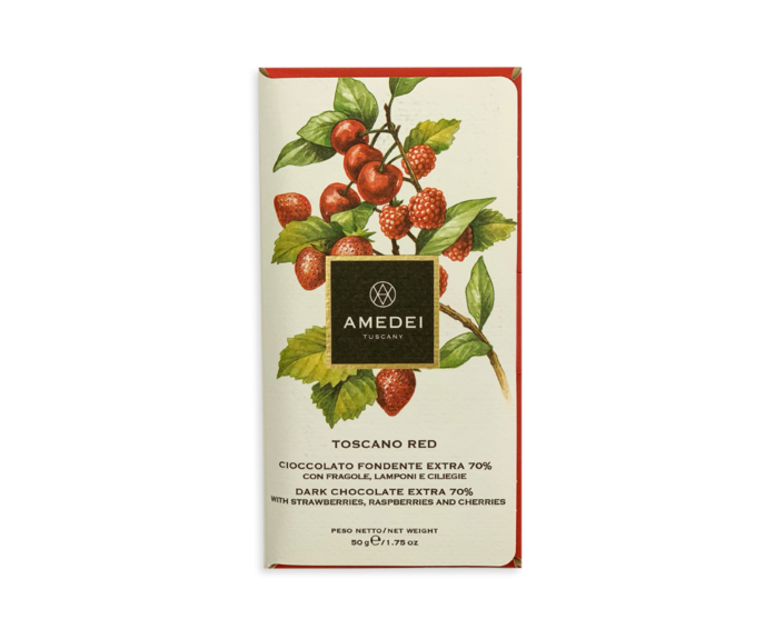 Amedei Toscano Red 70% hořká čokoláda s červeným ovocem 50 g