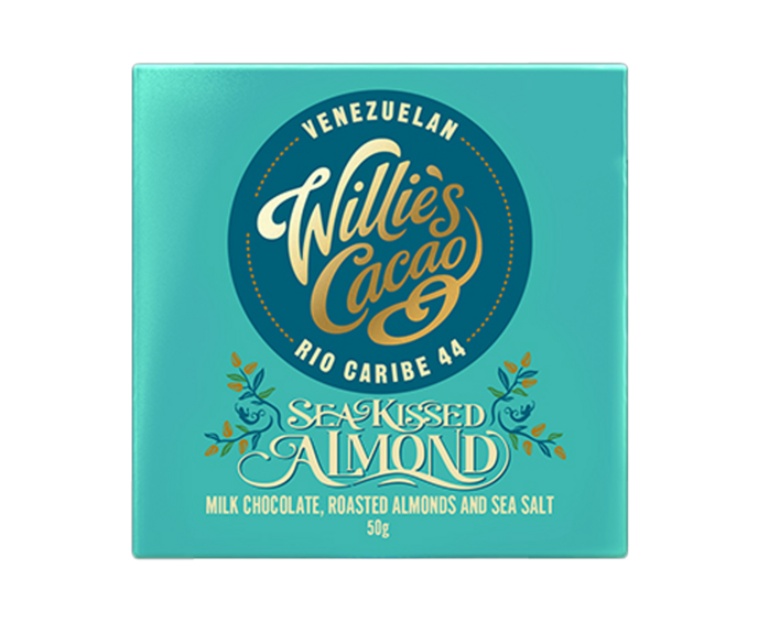 Willie's Cacao 44% mléčná čokoláda SEA KISSED ALMOND 50 g