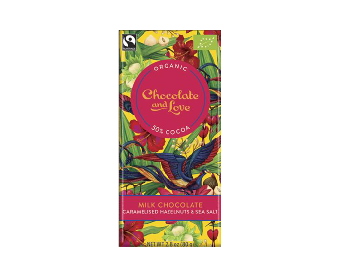 CH&L 50% mléčná čokoláda s karamelizovanými lískovými ořechy a solí BIO 80 g