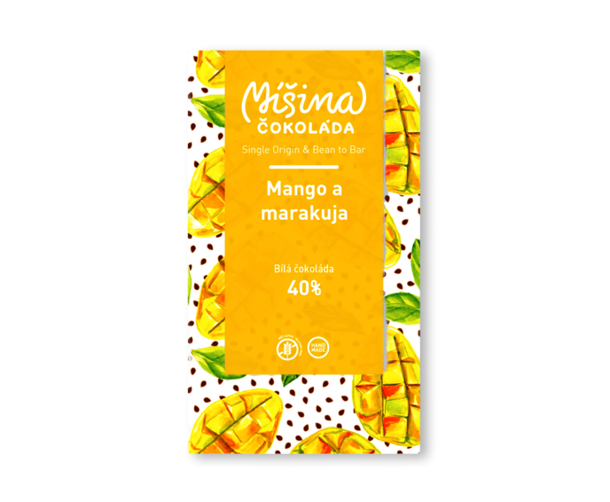 Míšina čokoláda 40% bílá čokoláda MANGO A MARAKUJA 50 g