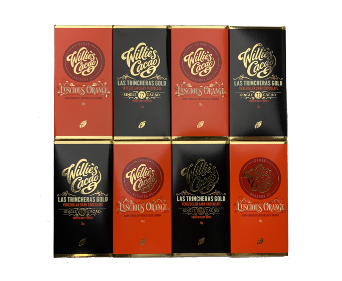 Willie's Cacao degustační sada čokolád PEKLO 208 g
