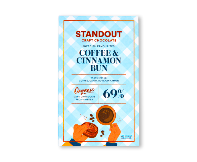 Standout Chocolate 69% hořká čokoláda COFFEE AND CINNAMON BUN BIO 50 g