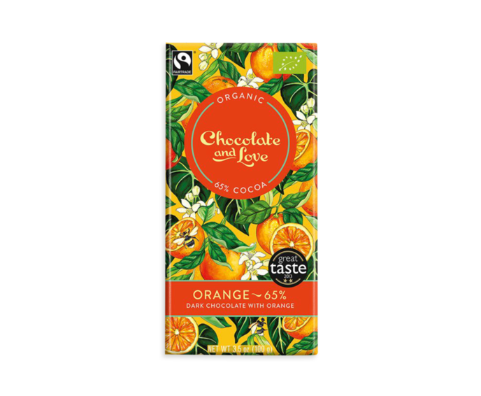 CH&L 65% hořká čokoláda Orange - pomeranč BIO 80g