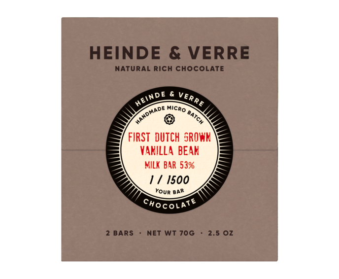Heinde & Verre 53% mléčná čokoláda First Dutch Grown Vanilla Bean 70 g