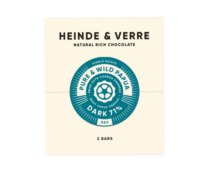 Heinde & Verre 71% hořká čokoláda PURE & WILD PAPUA 70 g