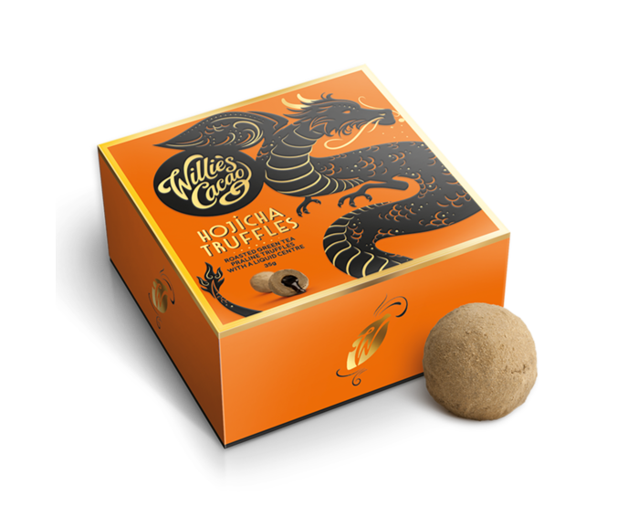Willie's Cacao 38% bílé truffles Hojicha 35 g