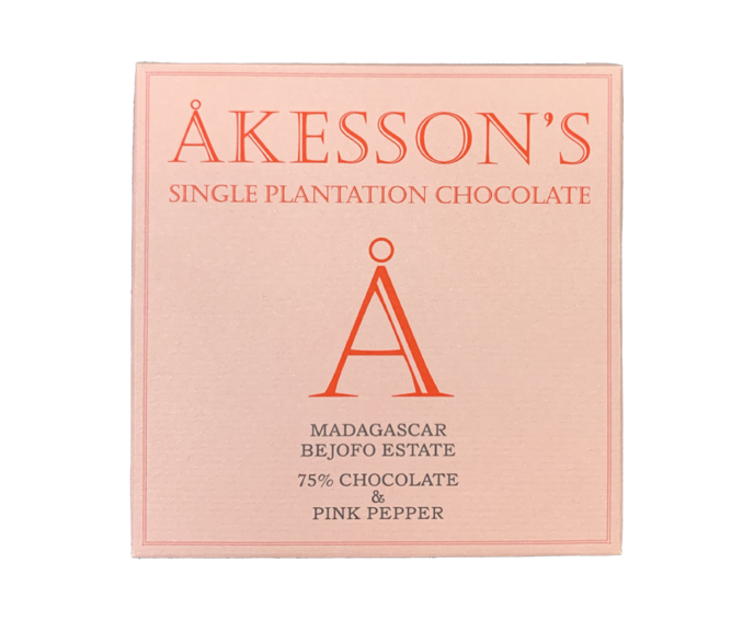 Akesson's 75% hořká čokoláda Madagascar Bejofo Estate Pink Pepper BIO 60 g