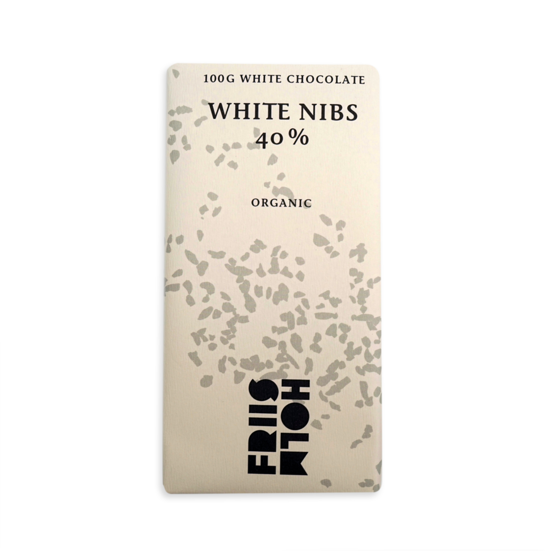 FRIIS-HOLM WHITE NIBS 40% bílá čokoláda s kakaovými boby 100 g