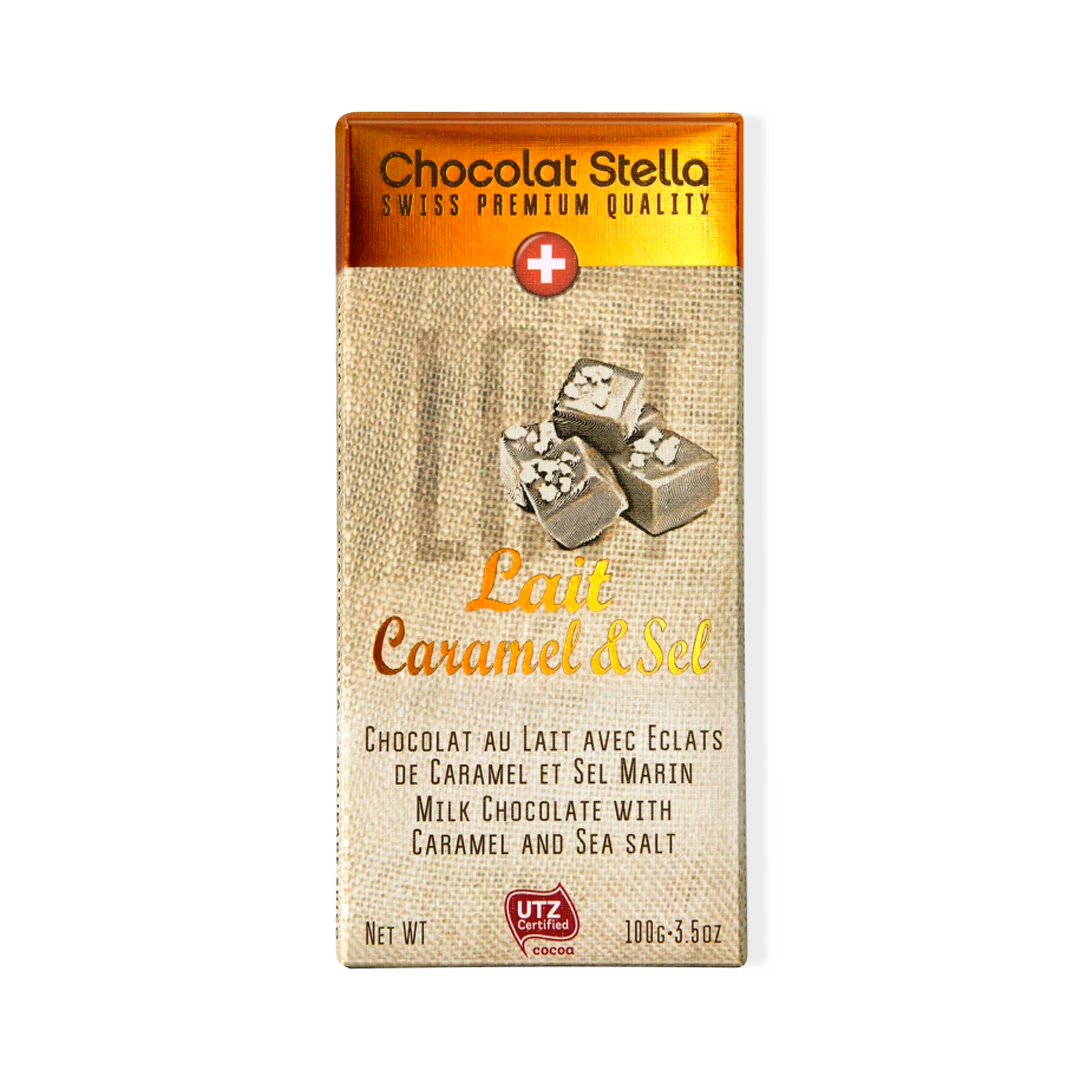 Stella Premium Quality mléčná čokoláda s kousky soli a karamelu 100g Stella Premium Quality mléčná čokoláda s kousky soli a karamelu 100g