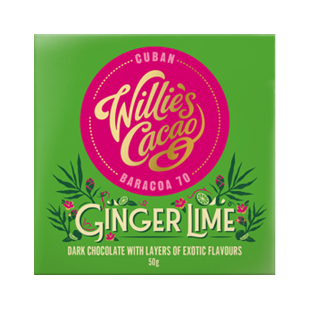 Willie's Cacao Ginger Lime Cuban Baracoa 70% hořká čokoláda se zázvorem a limetkou 50 g