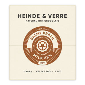Heinde & Verre 62% mléčná čokoláda Balmy Brazil Milk 70 g