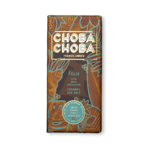CHOBA CHOBA 41% mléčná čokoláda FELIX CARAMEL SEA SALT BIO 91 g