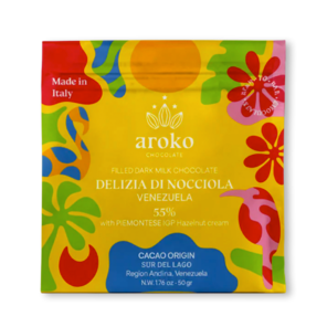 AROKO CHOCOLATE 55% mléčná čokoláda DELIZIA DI NOCCIOLA Piemontese IGP Hazelnut Cream 50 g