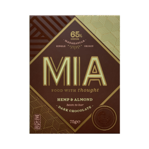 MIA 65% hořká čokoláda s konopnými semínky a praženými mandlemi 75 g