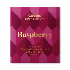 GOODIO 49% hořká čokoláda RASPBERRY 48 g