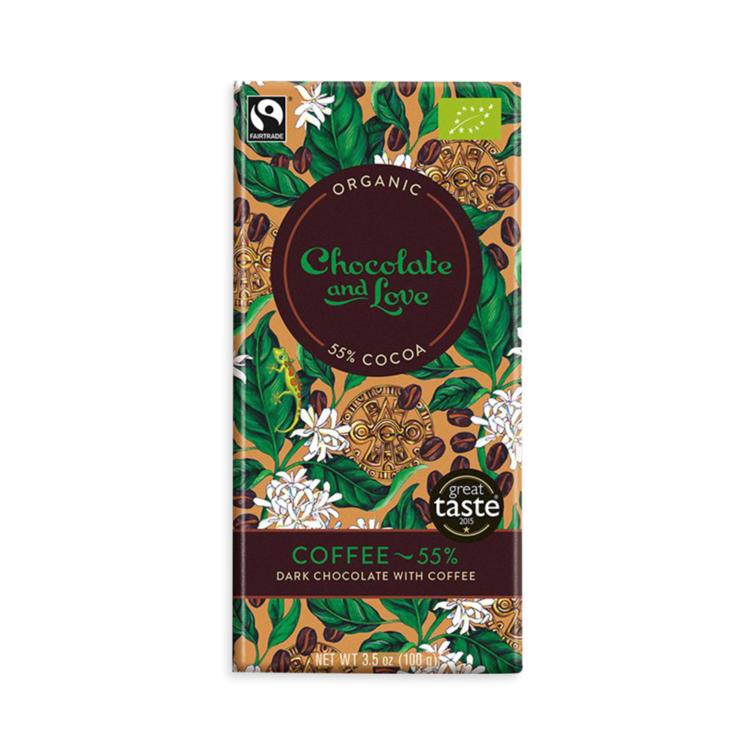 Chocolate & Love Coffee 55% hořká čokoláda - káva Arabica BIO 80 g