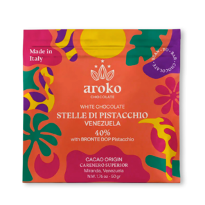 AROKO CHOCOLATE 35% bílá čokoláda s pistáciemi CARENERO WITH BRONTE DOP PISTACCHIO 50 g