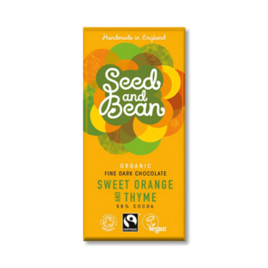 Seed and Bean 58% hořká čokoláda pomeranč a tymián BIO 85 g