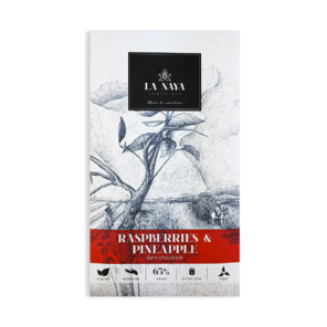 LA NAYA 65% hořká čokoláda RASPBERRIES & PINEAPPLE s malinami a ananasem BIO 80 g