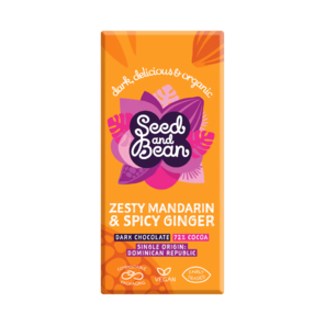 Seed and Bean 72% hořká čokoláda mandarinka a zázvor BIO 75 g