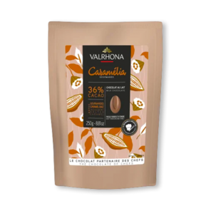 Valrhona 36% mléčná čokoláda CARAMELIA pecky 250 g