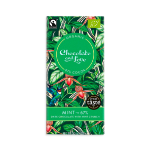 Chocolate & Love EXP Mint 67% hořká čokoláda - mátové křupinky Bio 80g