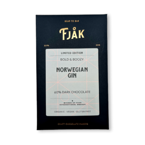 FJAK Sjokolade 60% hořká čokoláda NORWEGIAN GIN s ginem BIO 60 g