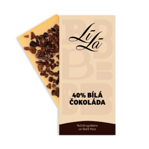 LÍLÁ 40% BÍLÁ čokoláda S KAKAOVÝMI BOBY 50 g