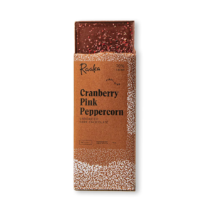 Raaka 70% hořká čokoláda Cranberry Pink Peppercorn 50 g