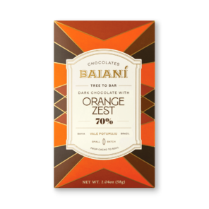 Baianí Chocolates 70% hořká čokoláda ORANGE ZEST VALE POTUMUJU 58 g