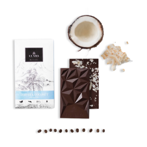 LA NAYA 48% mléčná čokoláda COFFEE & COCONUT s kávou a kokosem BIO 80 g