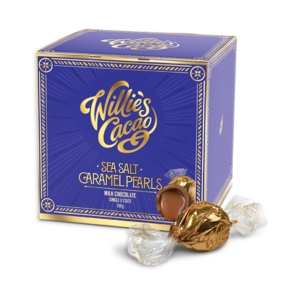 Willie's Cacao Caramel Pearls 54% mléčné pralinky s mořskou solí 150 g