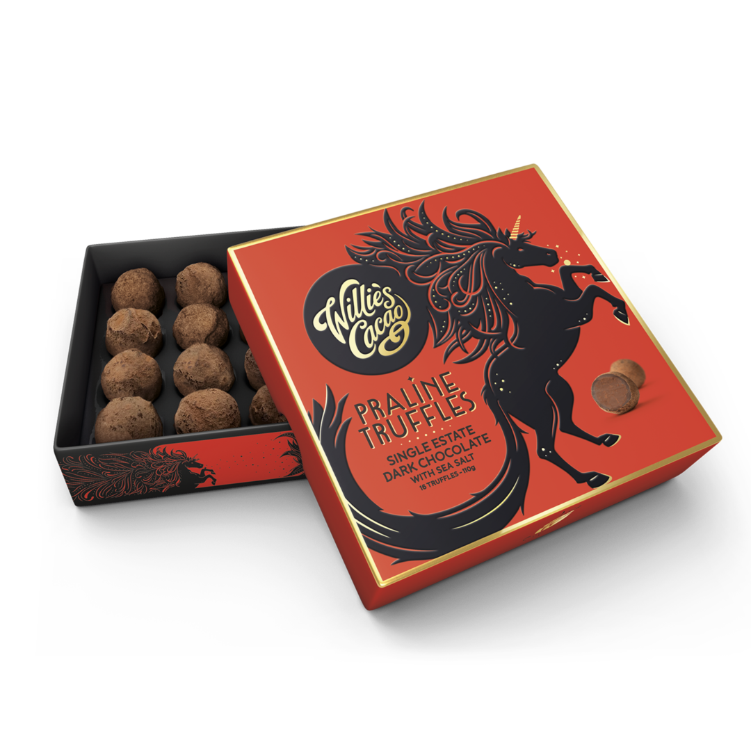 Willie's Cacao 70% hořké truffles s mořskou solí 110 g