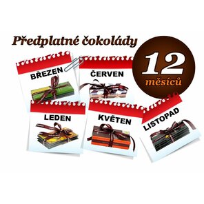 Předplatné čokolády na 12 měsíců, 3 tabulky (hořká i mléčná)