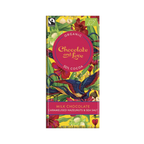 CH&L 50% mléčná čokoláda s karamelizovanými lískovými ořechy a solí BIO 80 g