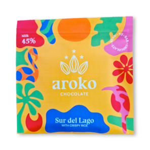 AROKO CHOCOLATE 45% mléčná čokoláda SUR DEL LAGO WITH CRISPY RICE s burizony 50 g