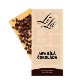 LÍLÁ 40% bílá čokoláda s kakaovými boby 50 g