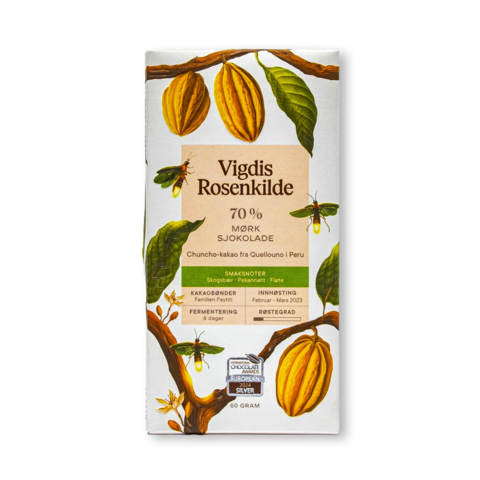 Vigdis Rosenkilde 70% hořká čokoláda PERU CHUNCHO QUELLOUNO 60 g