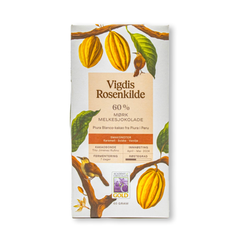 Vigdis Rosenkilde 60% mléčná čokoláda PERU PIURA BLANCO 60 g