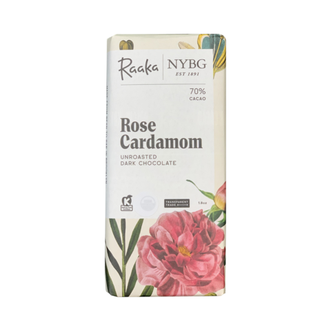 Raaka 70% hořká čokoláda Rose Cardamom Limited Edition 50 g