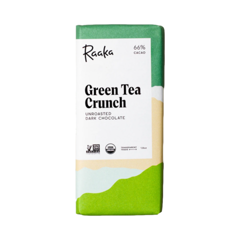 Raaka 66% hořká čokoláda Green Tea Crunch 50 g