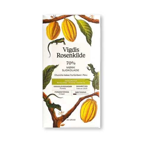 Vigdis Rosenkilde 70% hořká čokoláda PERU CHUNCHO KORIBENI 60 g
